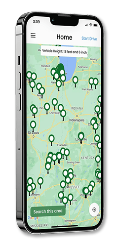 Cell phone showing map